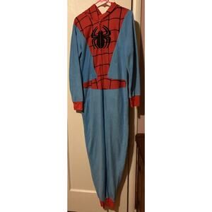 Spider-Man Teen/Adult Hooded Zip Up Halloween Costume Pajamas. EUC. Soft!